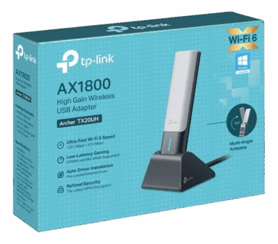 ADAPTADOR TP-LINK ARCHER TX20UH WIFI 6 AX1800 POTENTE STICK 2.4GHZ 5GHZ DUAL ANTENA WPA3